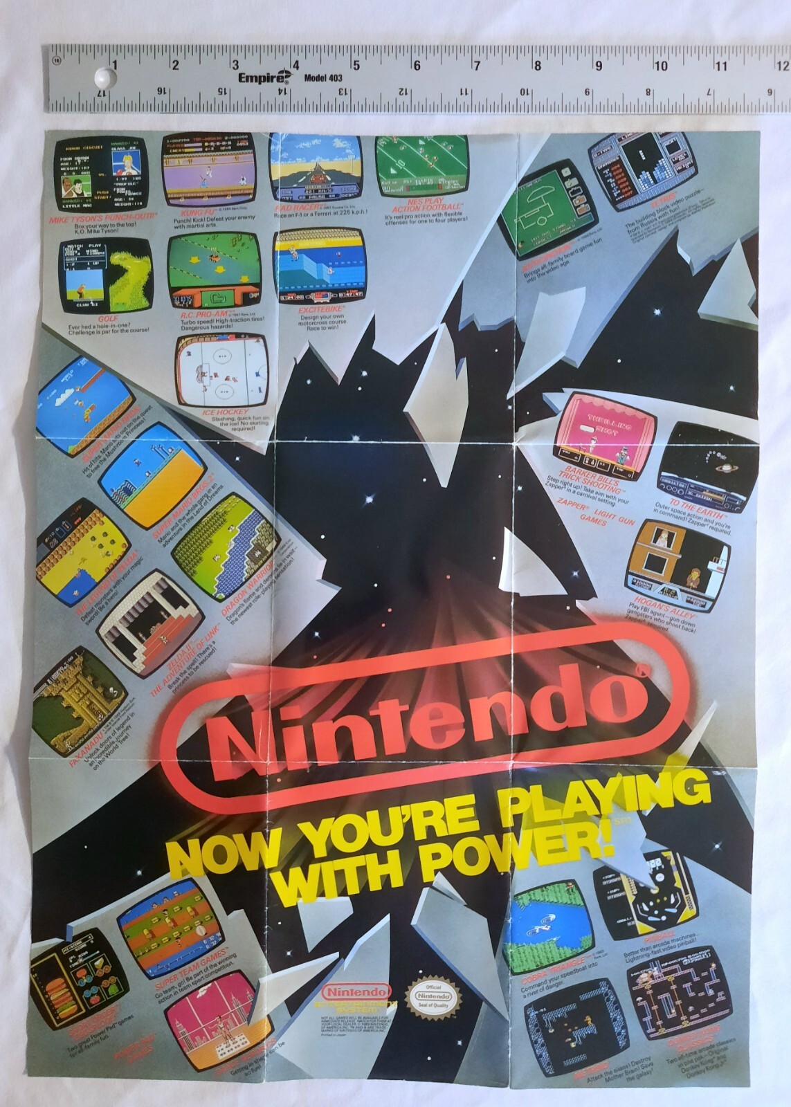 Vintage Nintendo NES ‘ Now Your Playing With Power ‘ Fold Out Poster Insert