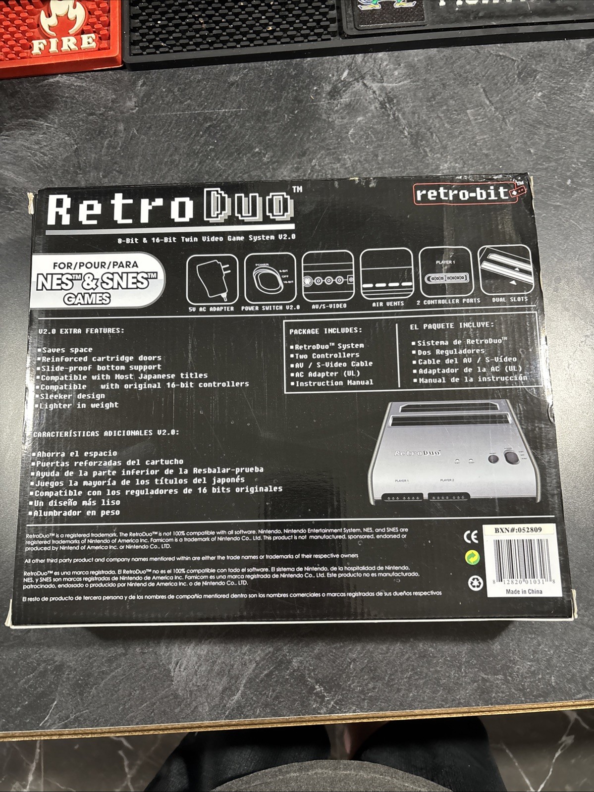 NES SNES Retro Duo Retro-Bit 2-in-1 Twin Game System V2.0 Console Silver Black