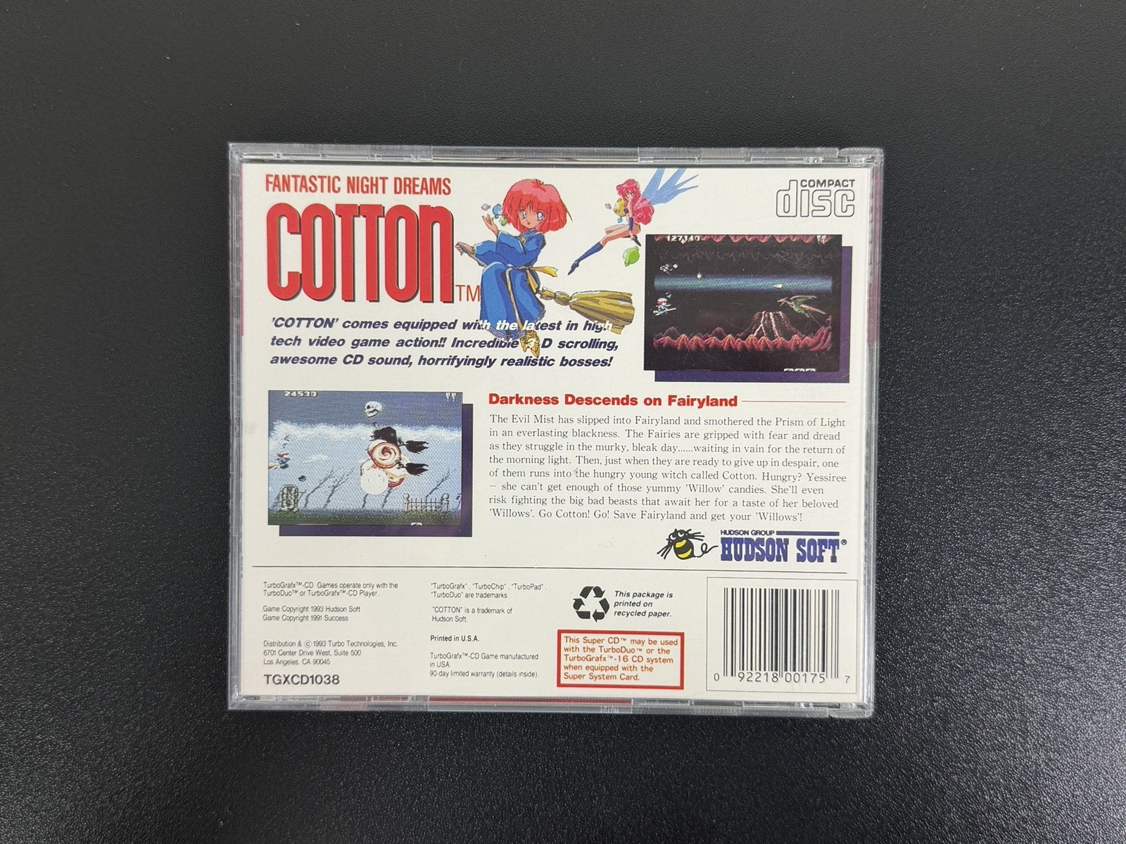 Cotton Fantastic Night Dreams TurboGrafx CD CIB Complete US Version Excellent