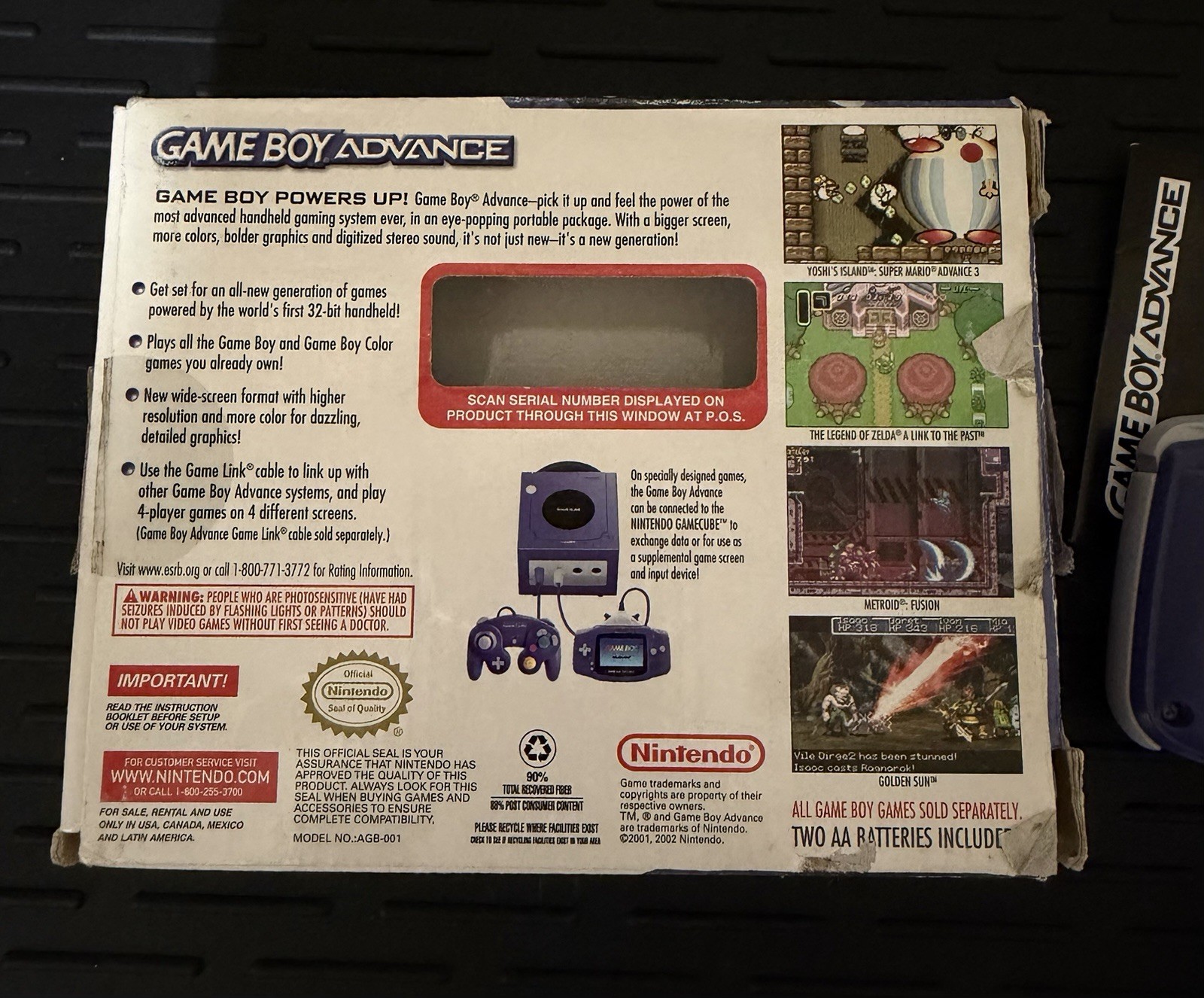 Nintendo Game Boy Advance (GBA All Original) Indigo Purple w/Original Box! Works