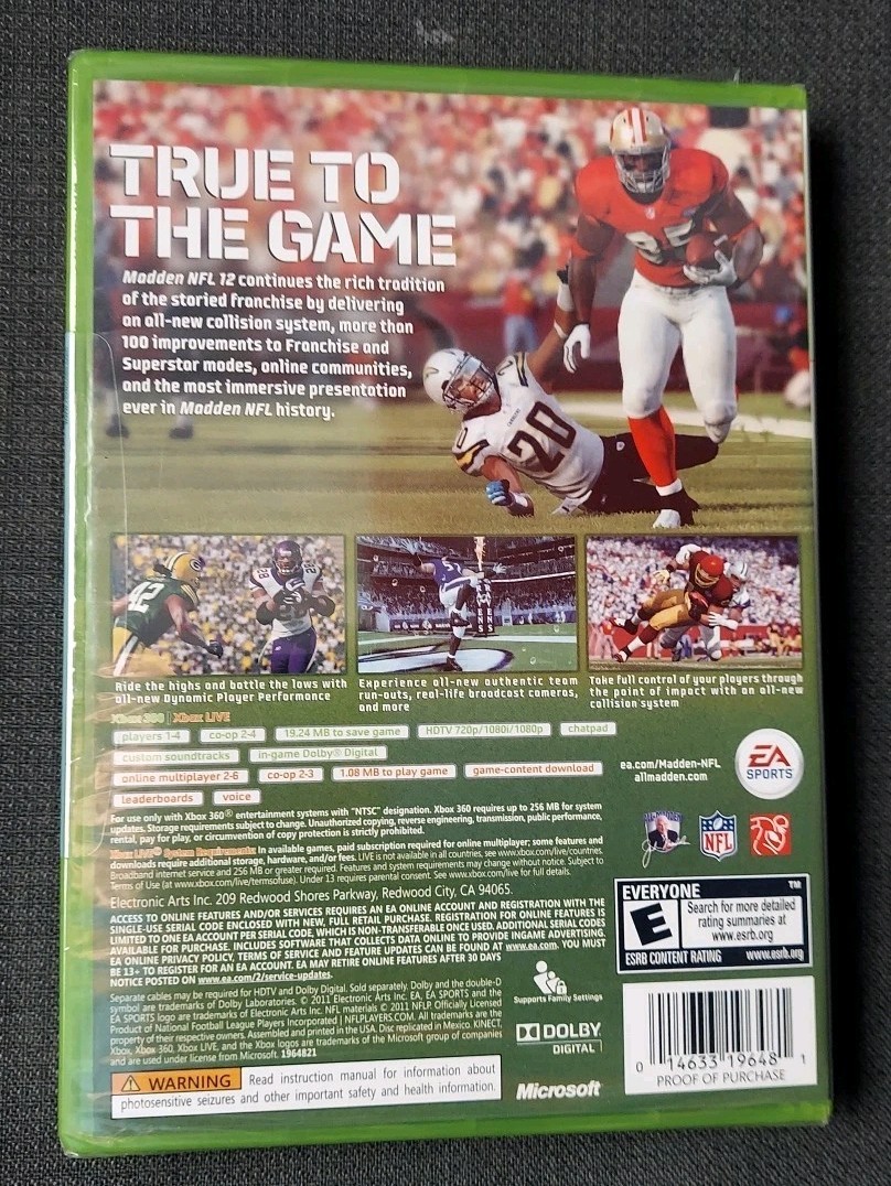 Madden NFL 12 Microsoft Xbox 360 Authentic Brand NEW Factory Sealed -READ DESC