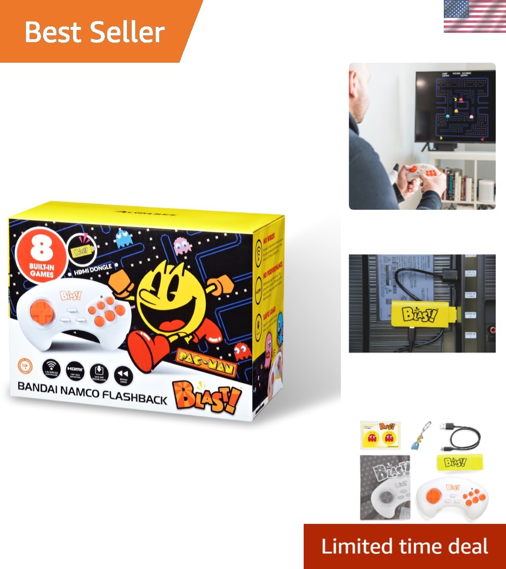 Bandai Namco Flashback Blast! Retro Console with 8 Classic Games & Remote