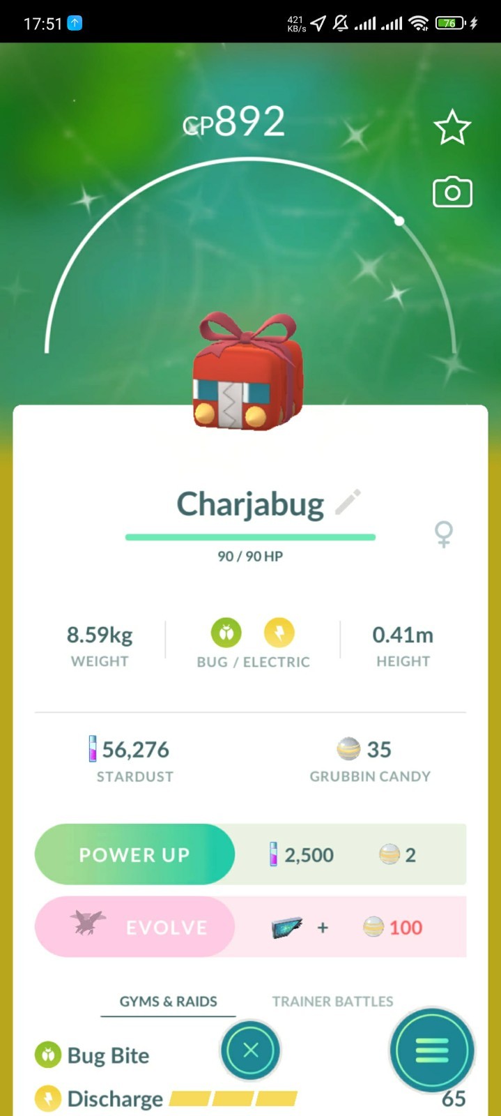 Shiny Charjabug Winter Attire – 20k Star.d – mini P T C