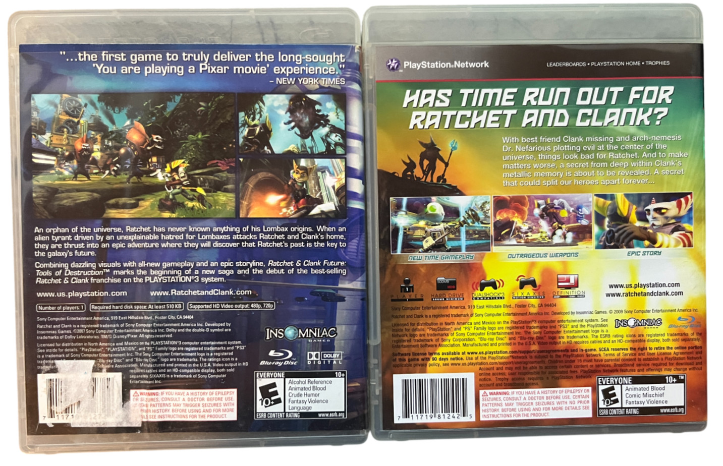 Ratchet and Clank Future PS3 Lot – Tools of Destruction & A Crack in Time Duo