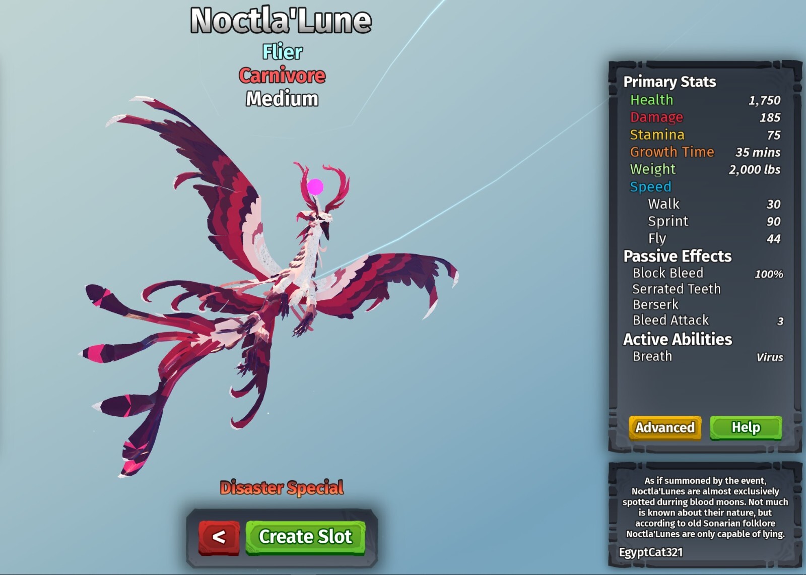 Noctla’Lune Species Noctlalune | Creatures of Sonaria | Roblox