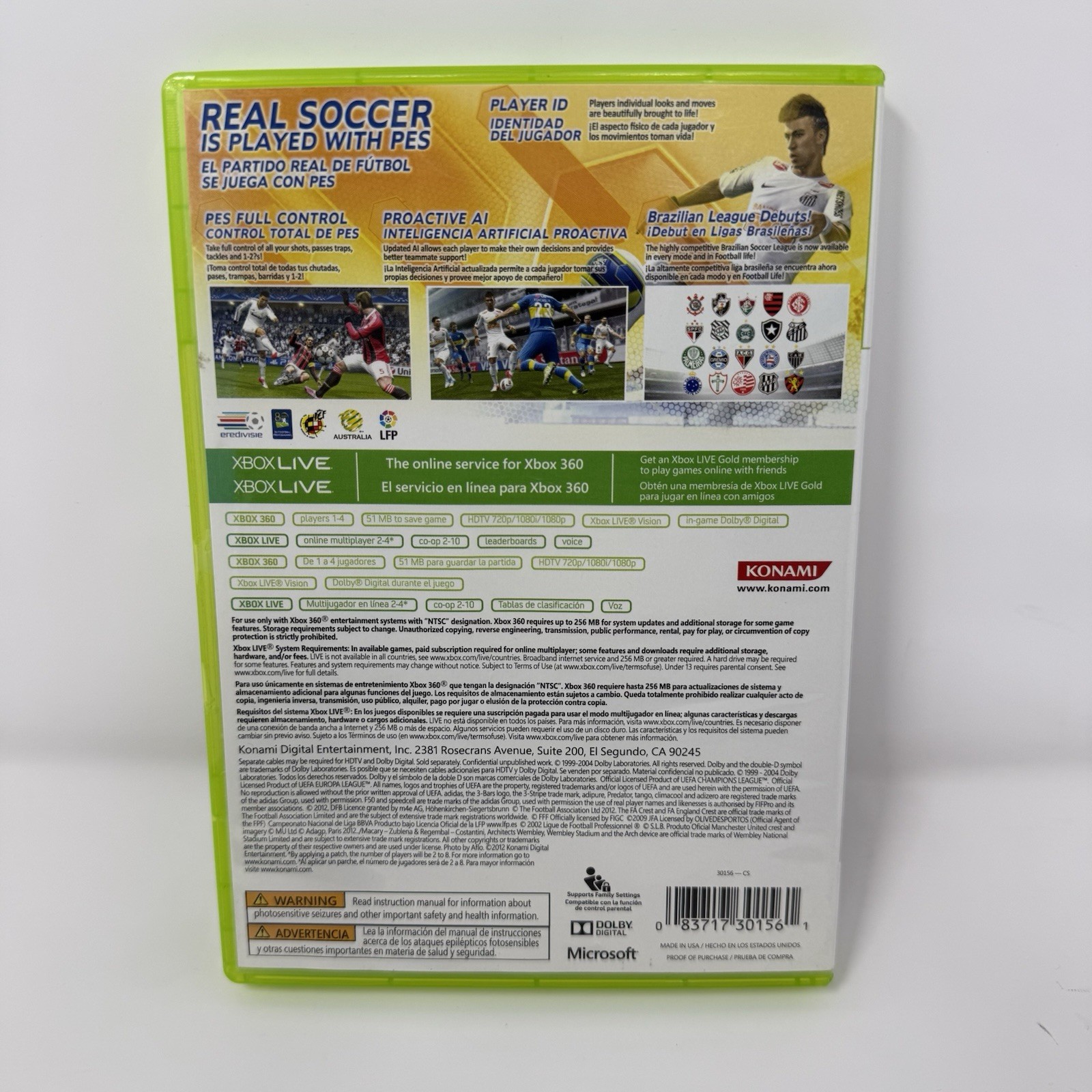 Pro Evolution Soccer PES 2013 Xbox 360 CIB Complete Manual Inserts Konami Futbol