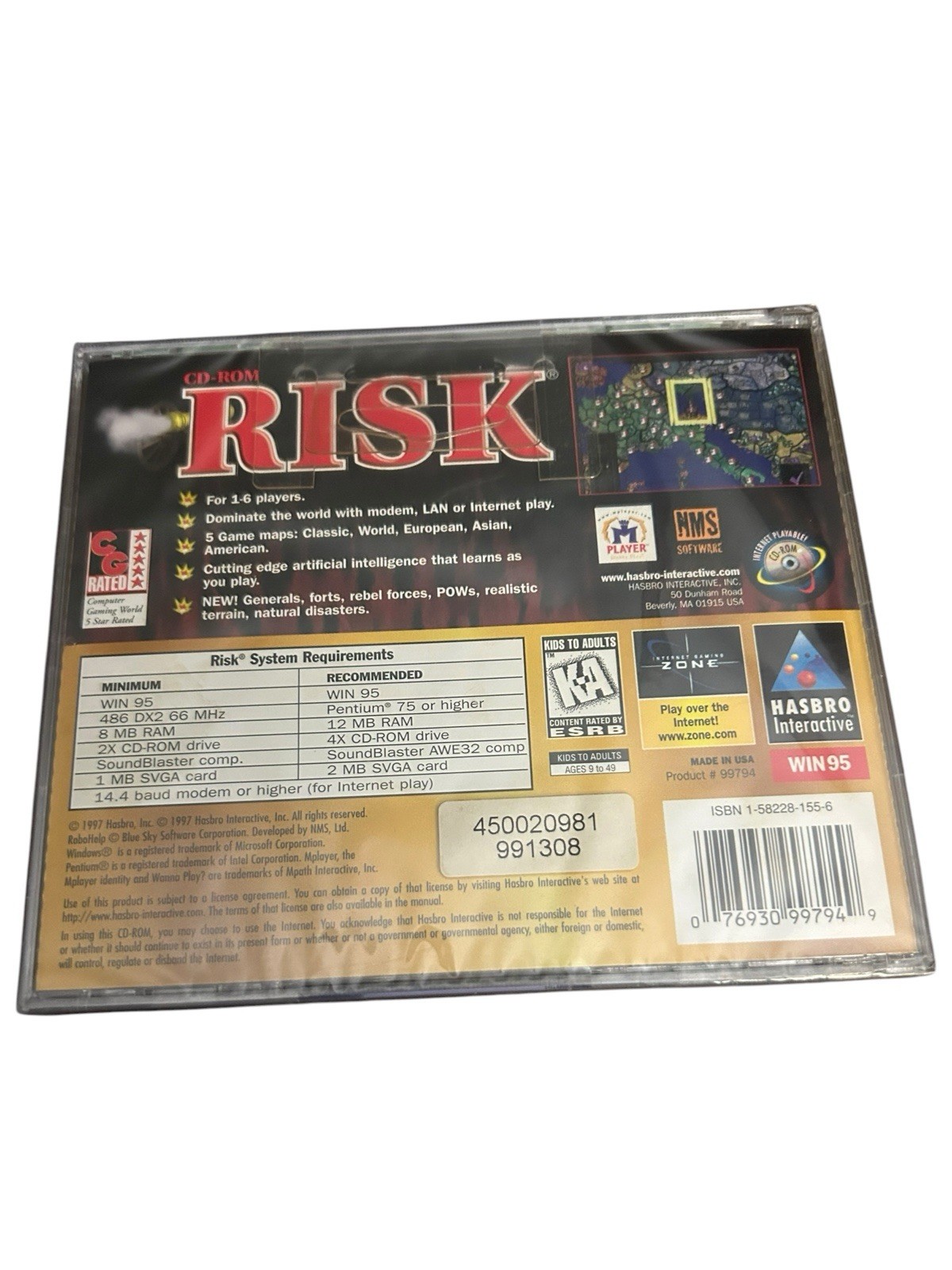 Hasbro Interactive Risk PC CD-ROM for Windows 95 Strategy/Board Game K-A