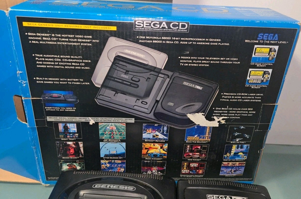 Sega CD Console Version 2 with Original Box, With Majesco Sega Genesis II, READ!