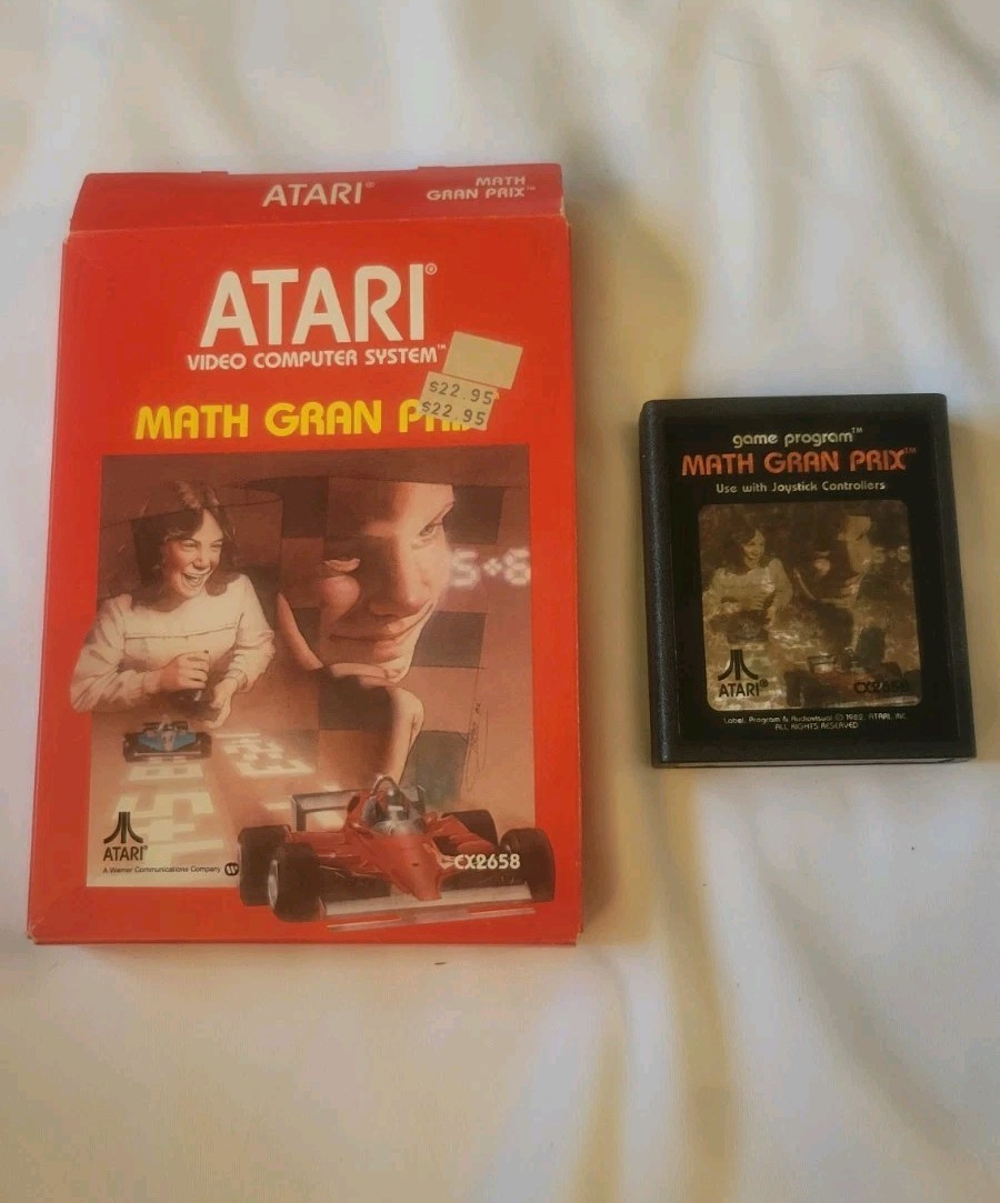 Vintage Atari Math Gran Prix 2600 1982 Video Game Cartridge Box