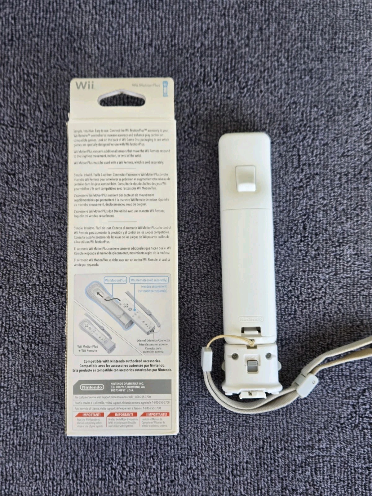 Original Nintendo Wii White Motion Plus Controller With Box + Booklets + Sleeve