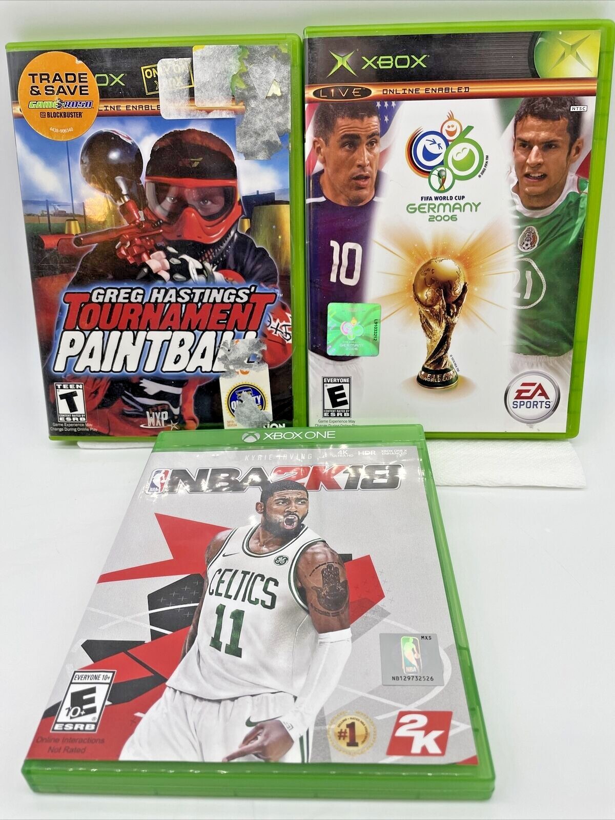 XBox Sports Games Lot: NBA 2k18,FIFA World Cup Germany 2006, Hastings Paintball