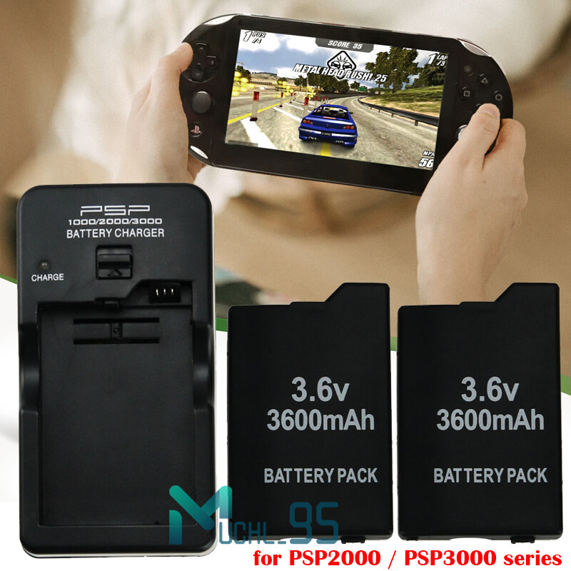 LOT 3.6V 3600mah Rechargeable Battery Pack for PSP Slim 2001 2000 3000 & Charger