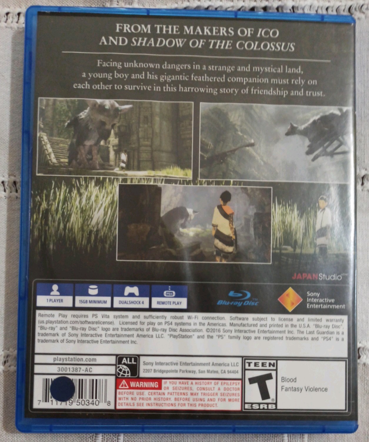 The Last Guardian (Sony PlayStation 4, 2016) PS4 – Excellent