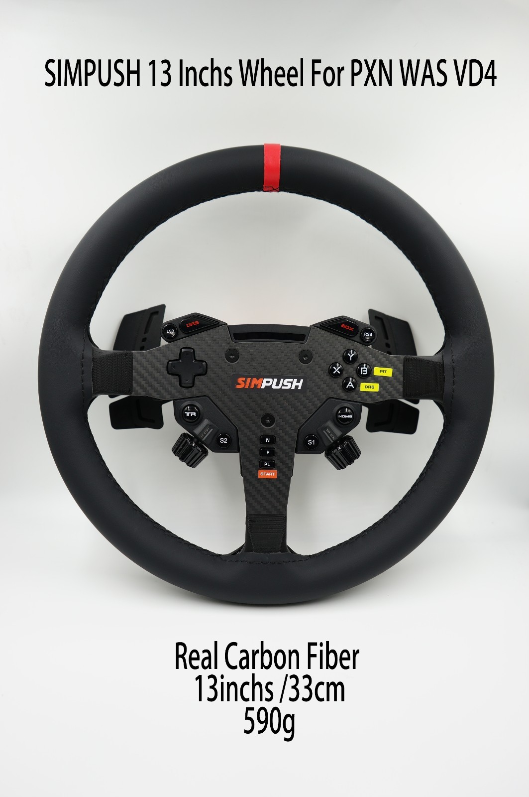 SIMPUSH 13inchs 33cm steering wheel For PXN VD4 Bundle VD6 Bundle WAS Wheel