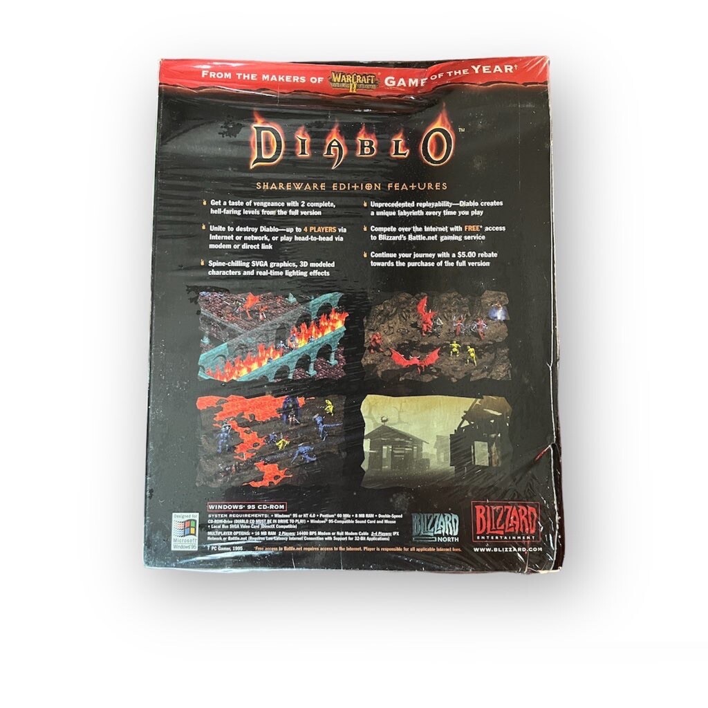 Diablo Shareware Windows 95 Sealed in Box – See Description for Damage Notes