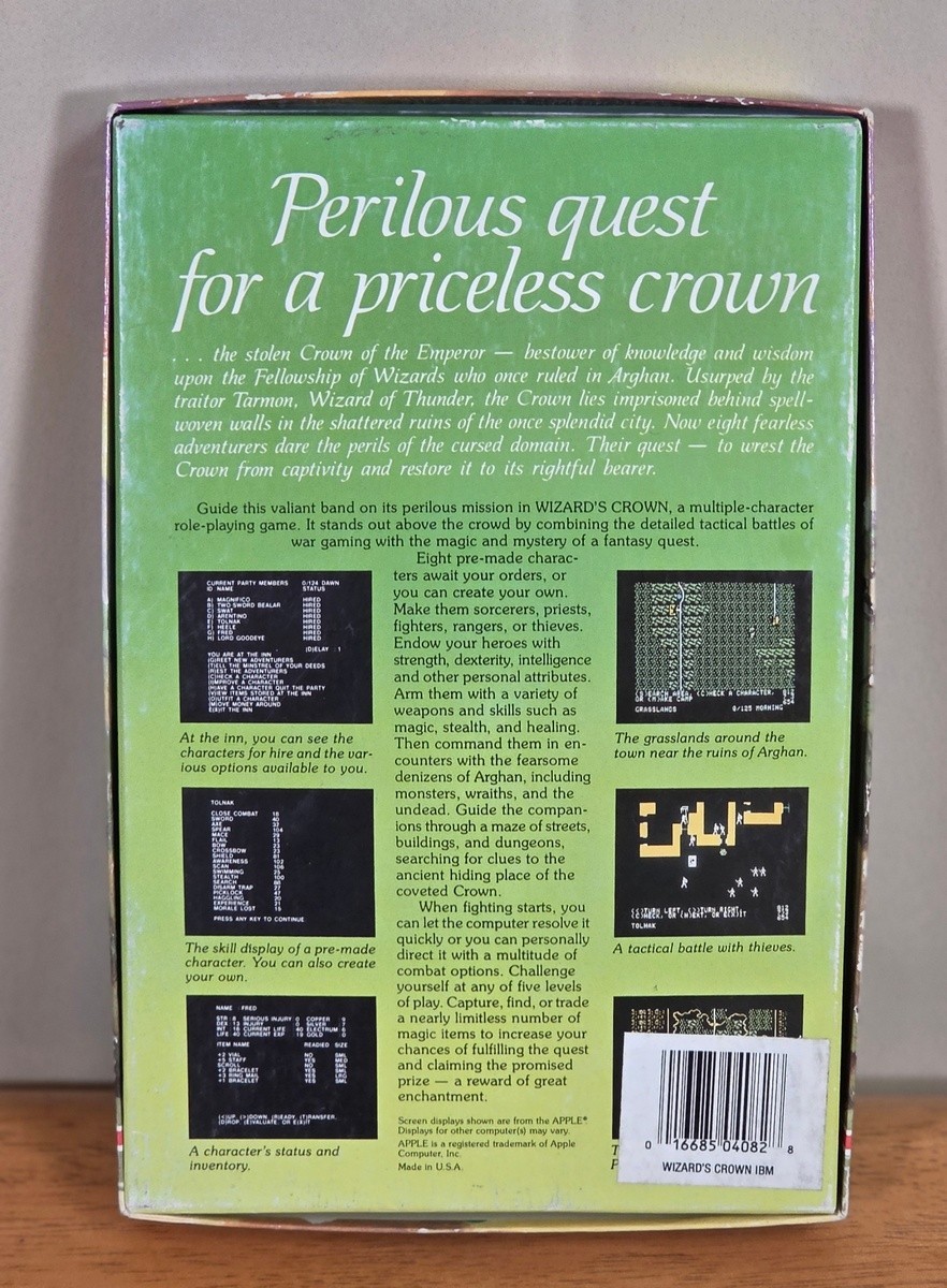 Wizard’s Crown SSI IBM PC Big Box Game 5.25″ Floppy Complete CIB 1987 RPG