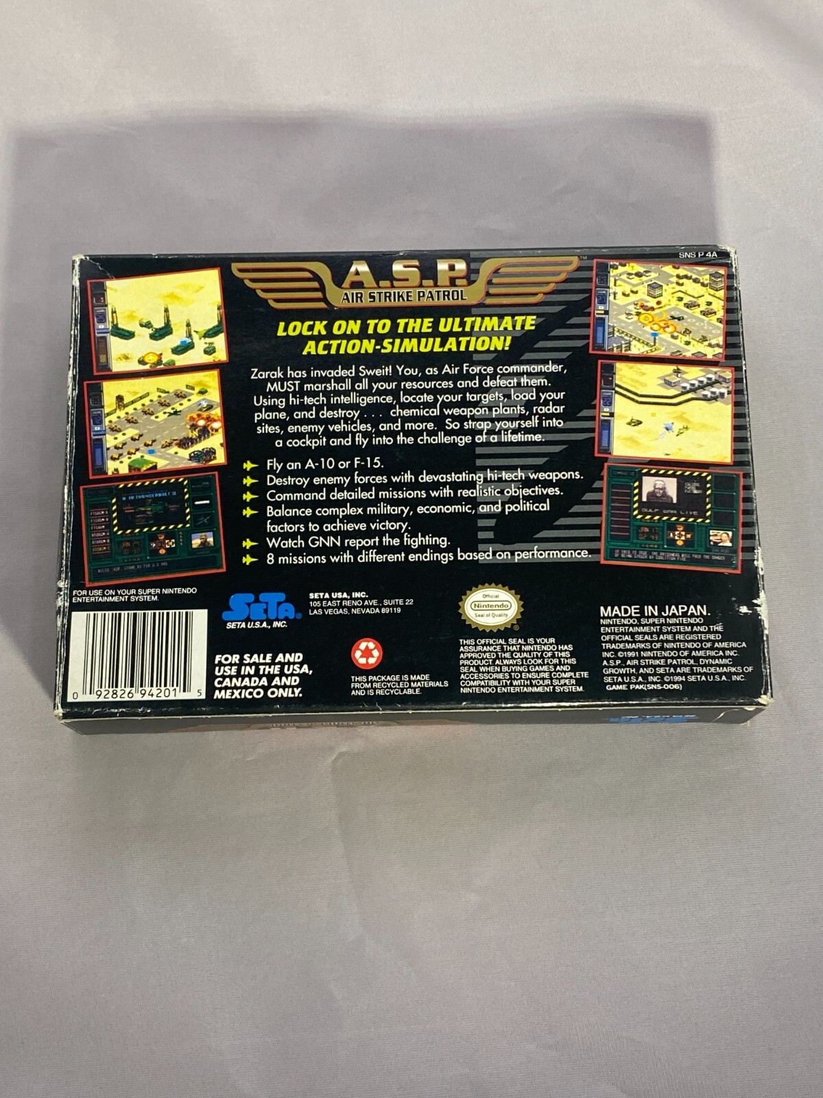 A.S.P. Air Strike Patrol Super Nintendo