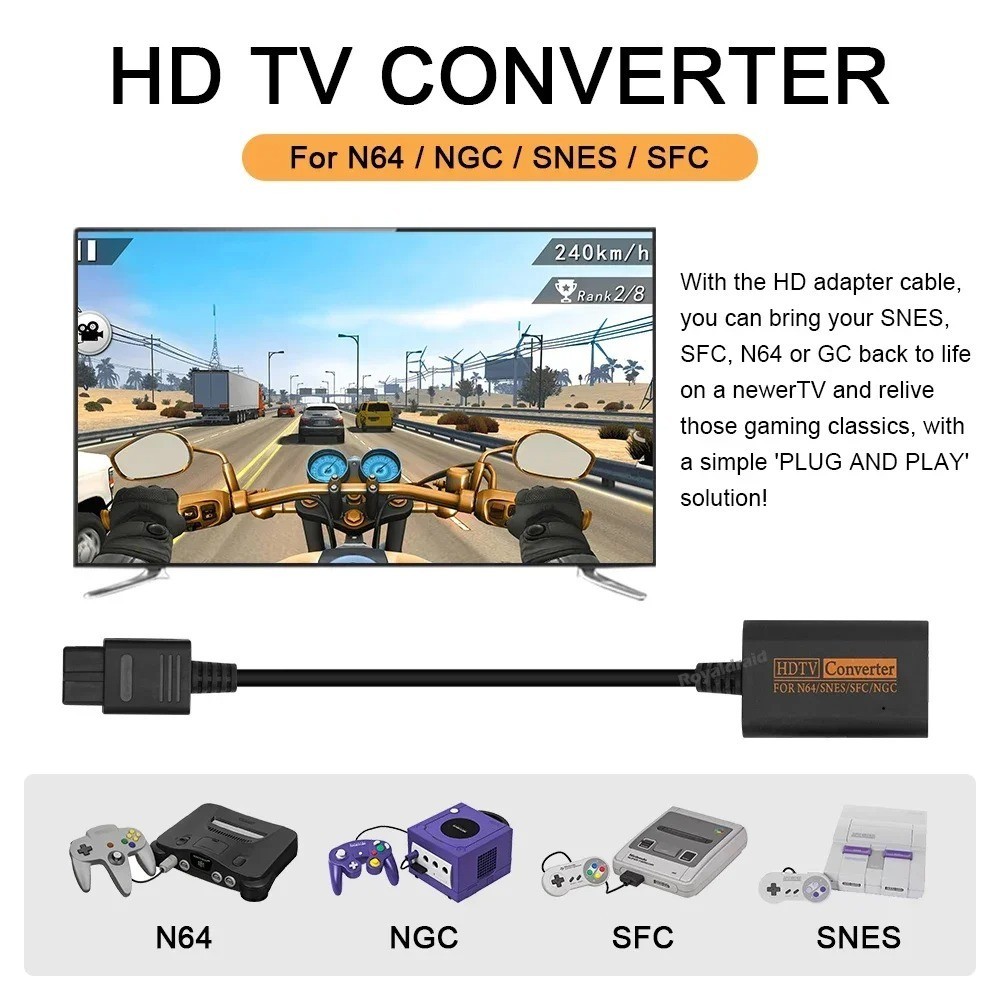 N64 To HDMI Converter Adapter HD Link Cable For Nintendo Gamecube Super SNES USA