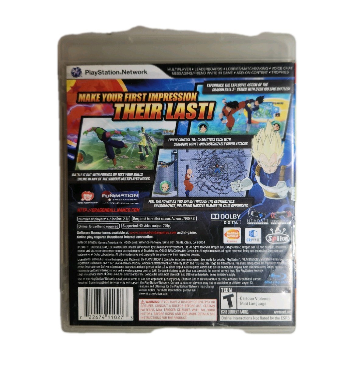 Bandai Dragon Ball Raging Blast 2 Sony PS3 NTSC-U/C Manual Included