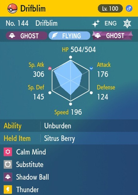 Pokemon Scarlet and Violet 6iv Shiny Max EV Drifblim
