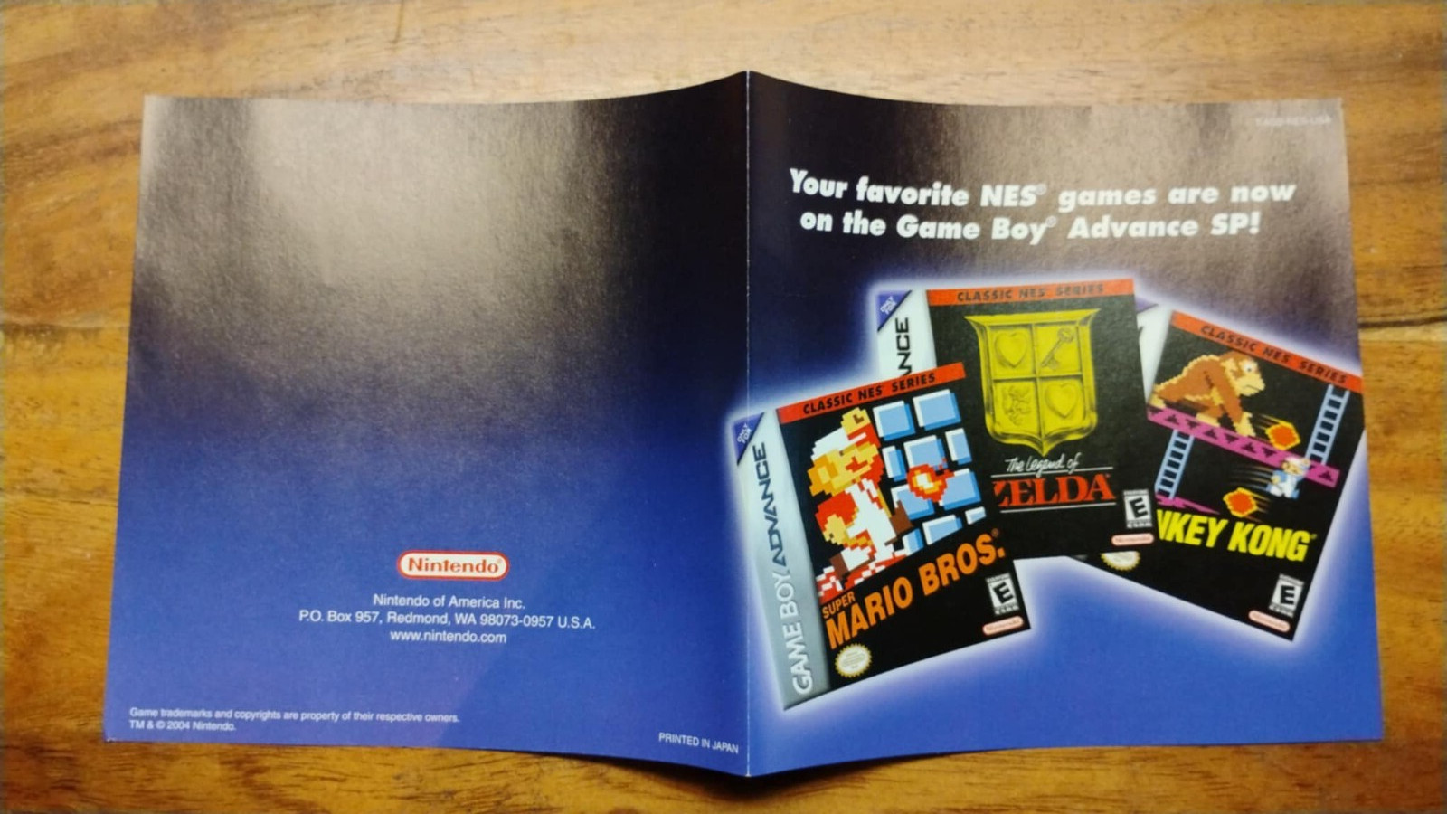 Vintage 2004 NINTENDO Game Boy GBA Advance Promo Fold-Out Insert T-AGB-NES-USA