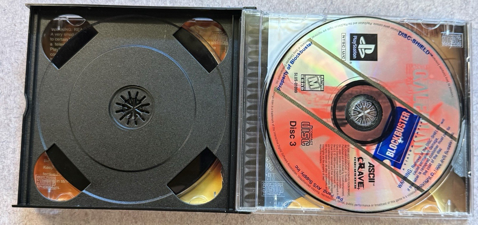 Galerians PS1 PlayStation 1 3-Disc Set Tested Working Blockbuster Ex-Rental