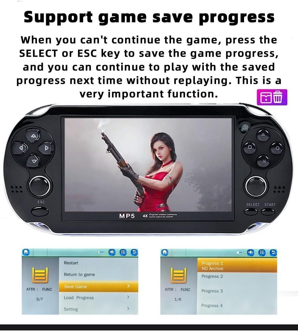 Portable 4.3-Inch Game Console with Double Joystick & Built-in 2200 Games