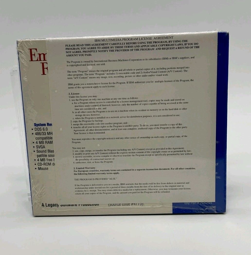 IBM Emergency Room 1995 DOS CD‑ROM PC Game Vintage Medical Simulation – New
