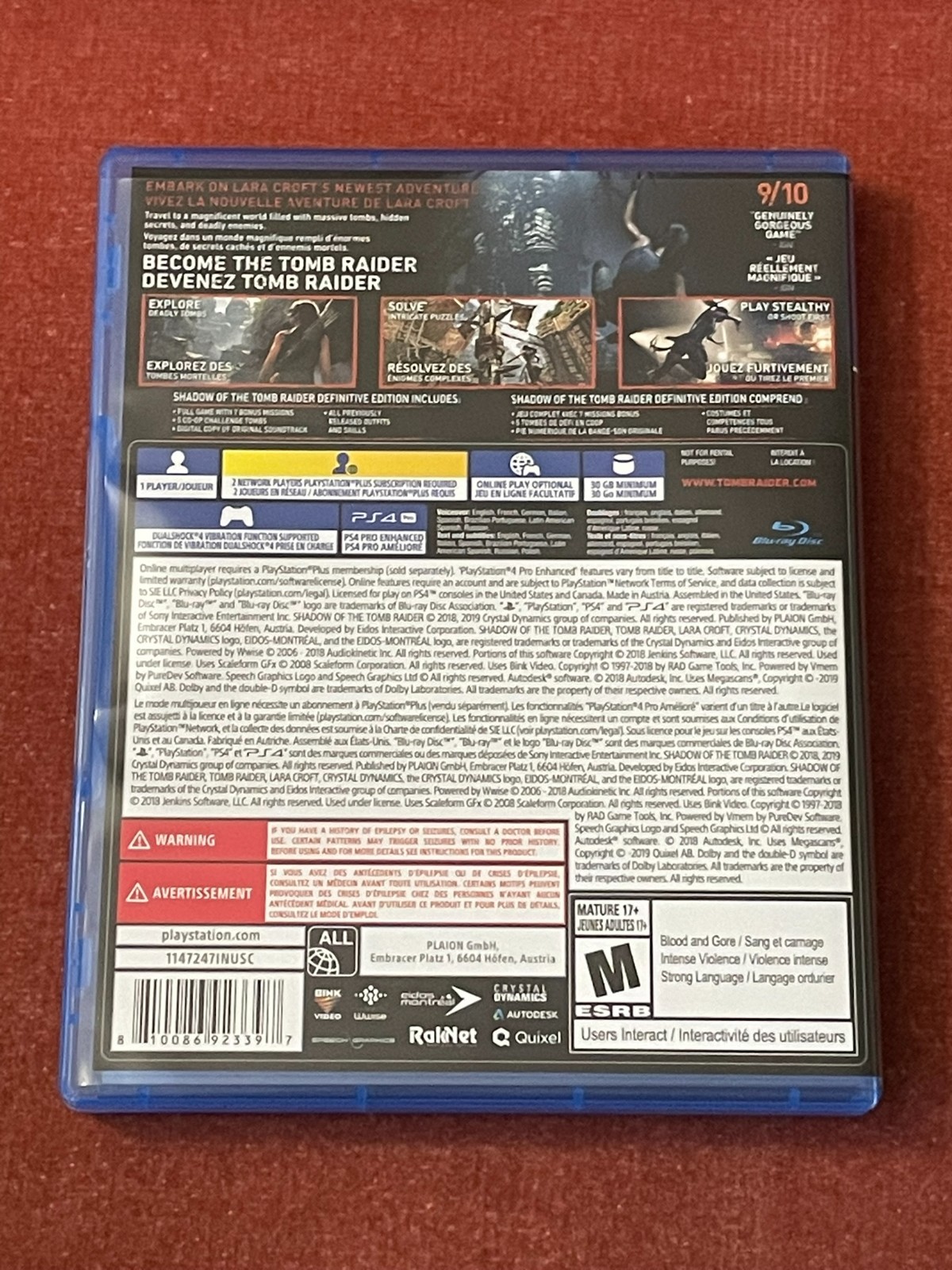 Shadow of The Tomb Raider: Definitive Edition (Sony PlayStation 4 2019) MINT CIB