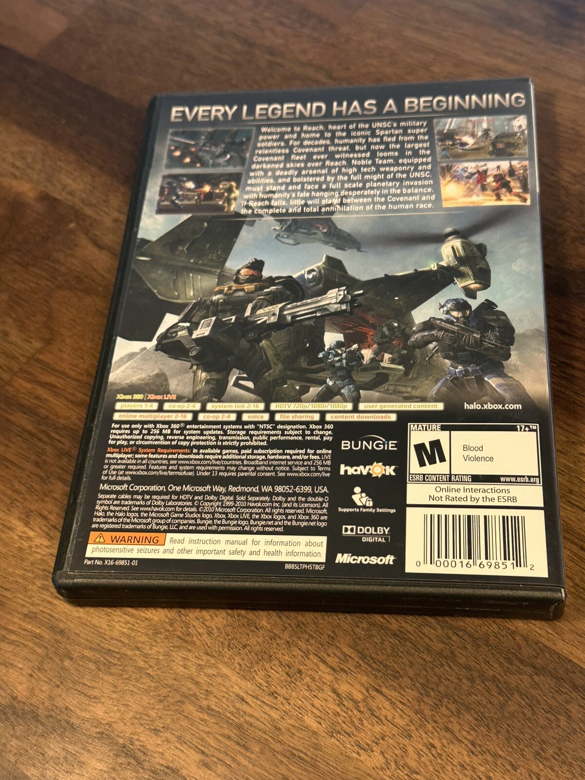Halo Reach Microsoft Xbox 360 Complete CIB LN