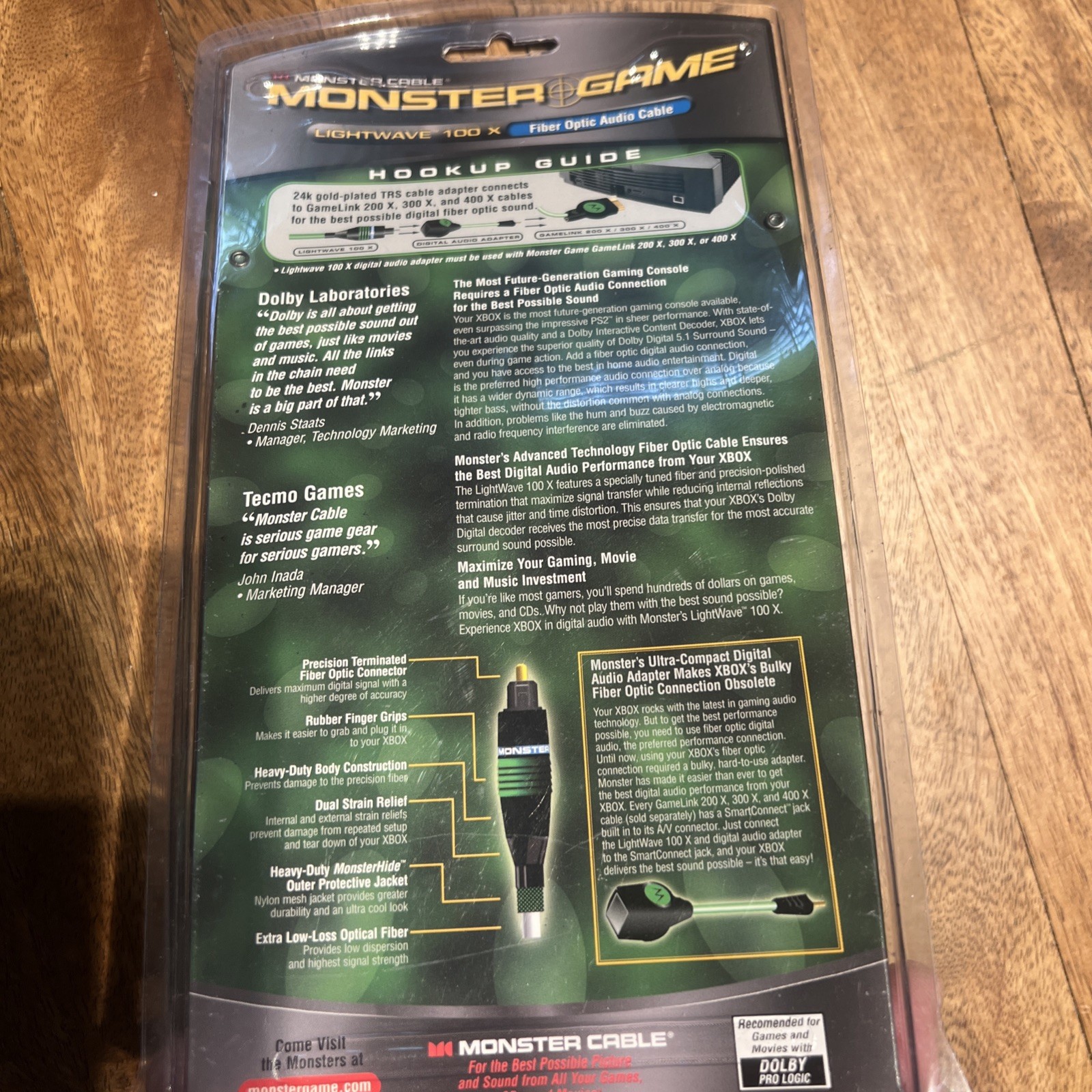 Monster Game Lightwave 100 X Fiber Optic Audio Cable for Original Xbox 10ft New