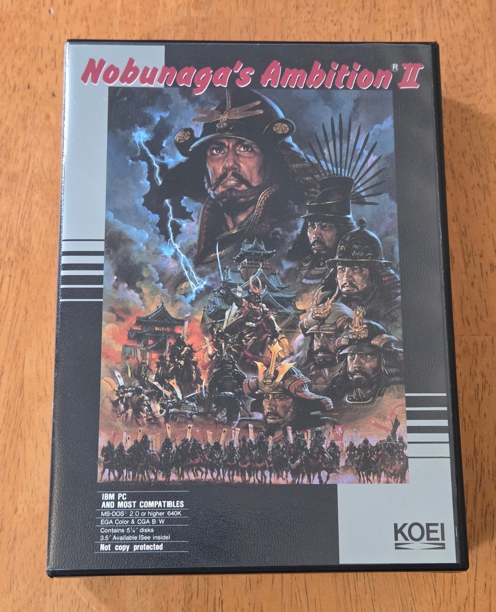 Nobunaga’s Ambition II Koei 5.25″ IBM PC Big Box Game Complete 1989 Map Poster