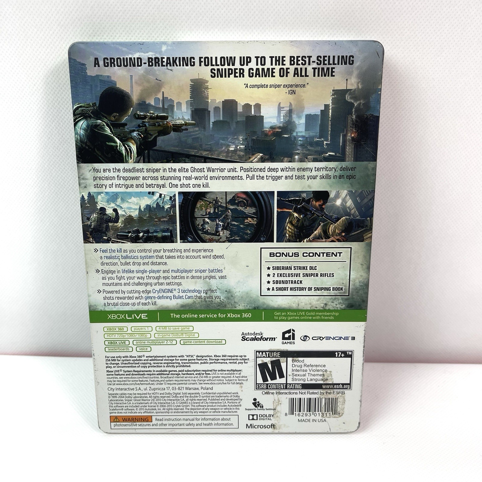 Sniper Ghost Warrior 2 Bulletproof Steelbook Edition Xbox 360 Video Game