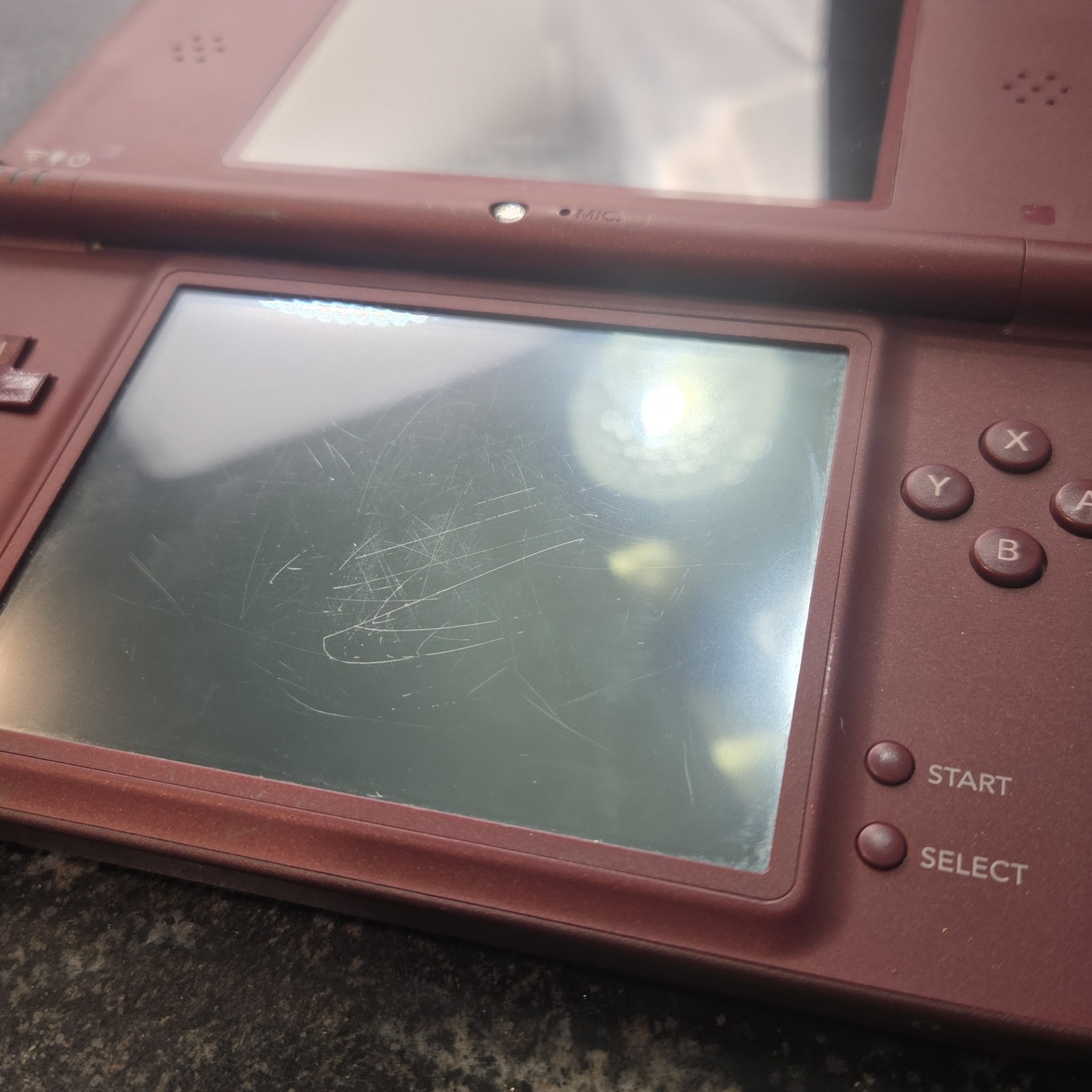 Nintendo DSI XL Burgundy/ Wine Red Console And Charger NO STYLUS Tested Working