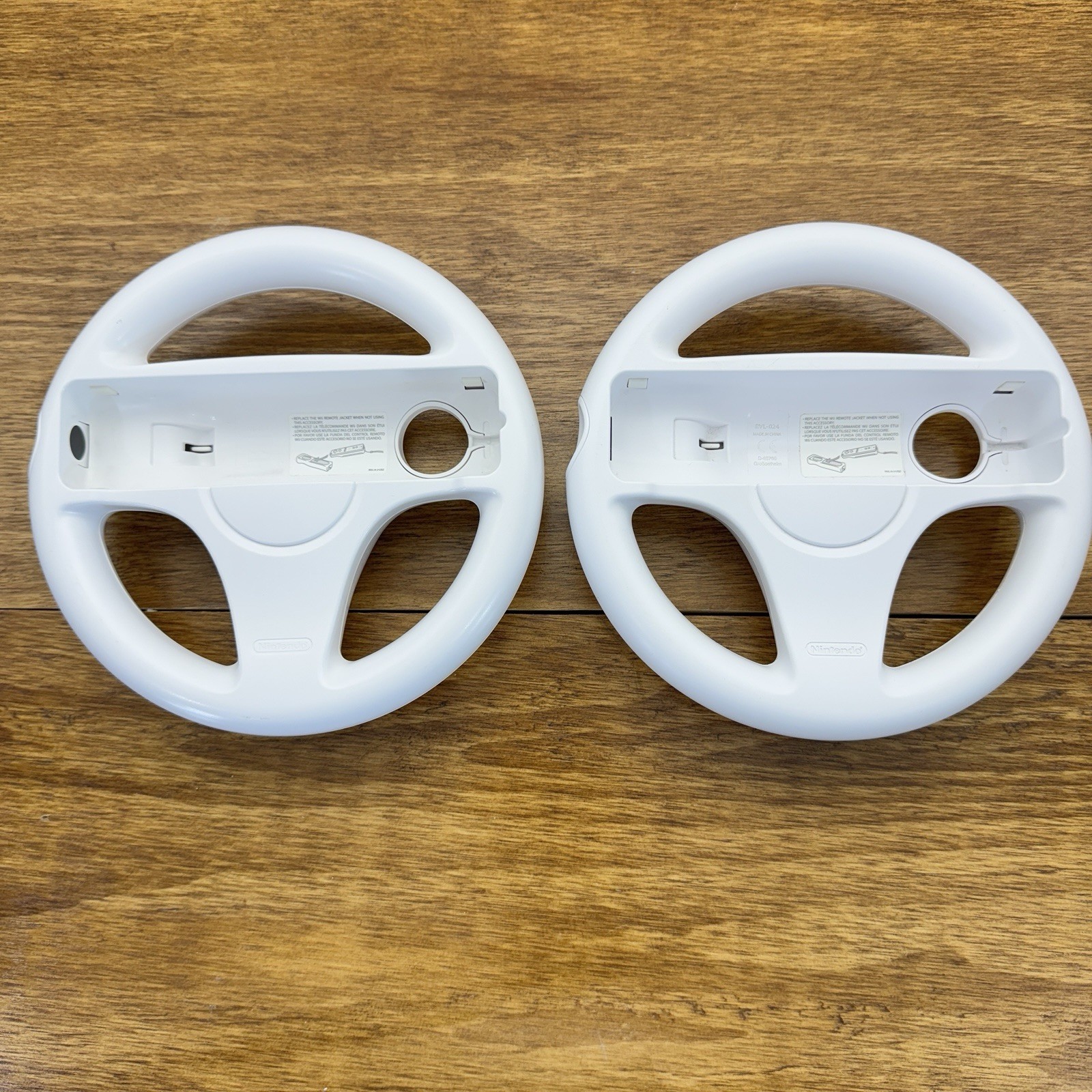 2x OEM Nintendo Wii Steering Wheels White for Mario Kart Racing Game Controller.