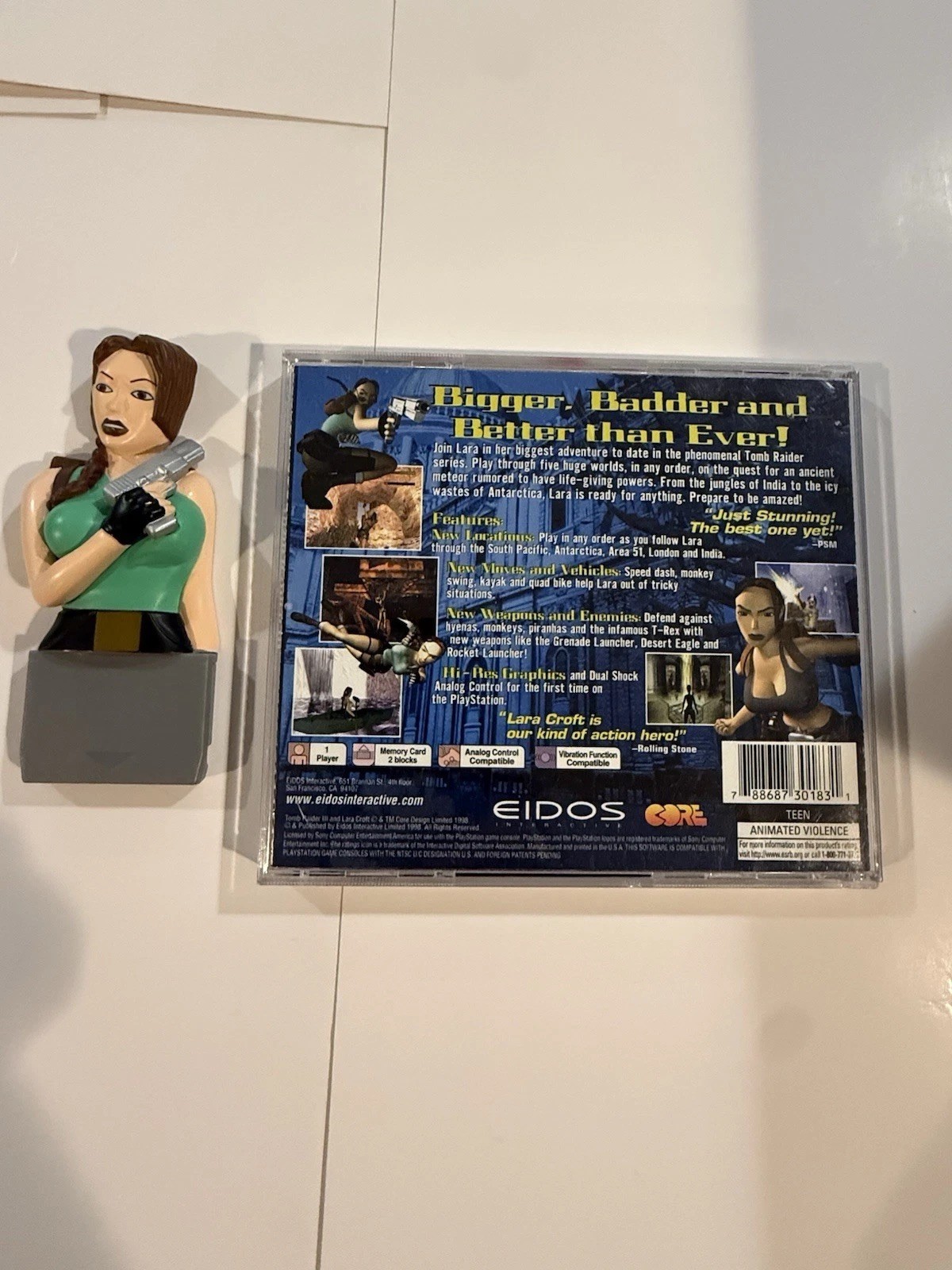 Tomb Raider III PS1 CIB + Rare Lara Croft Collector’s Edition Memory Card Bundle