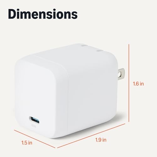 65W Fast Charging USB-C Nano GaN Wall Charger, 1-Port PD White 65 W One Port