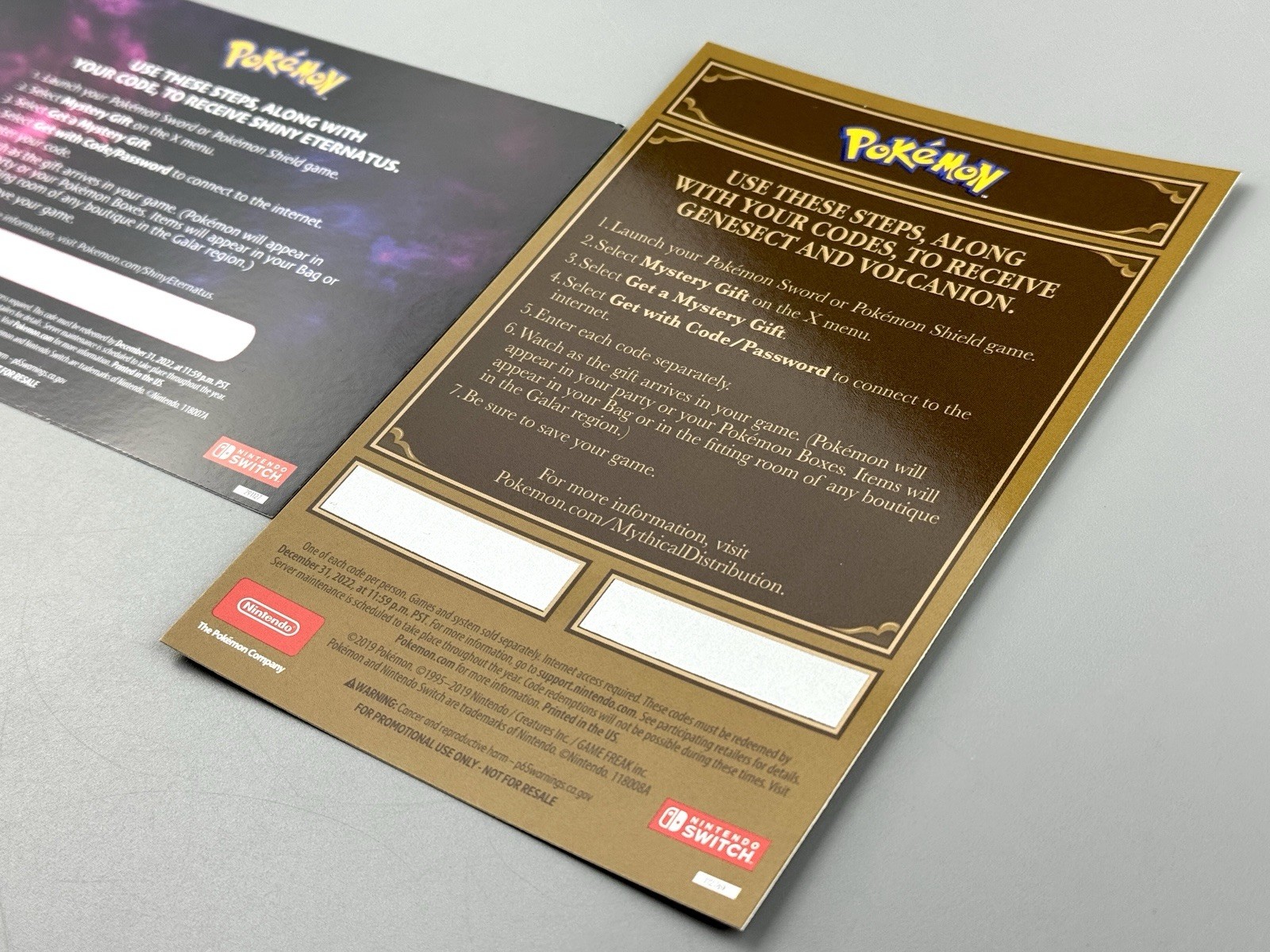 Pokémon Sword Shield Shiny Eternatus Genesect Volcanion UNSCRATCHED CODE EXPIRED