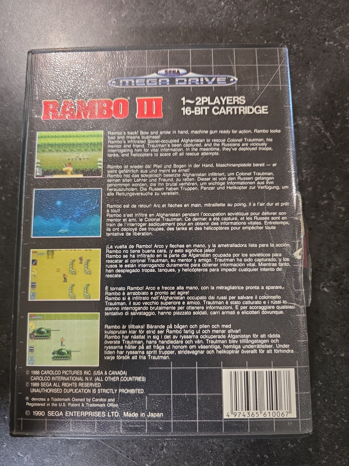RAMBO III 3 Mega Drive Sega Complete In Case With Manual PAL Tested!