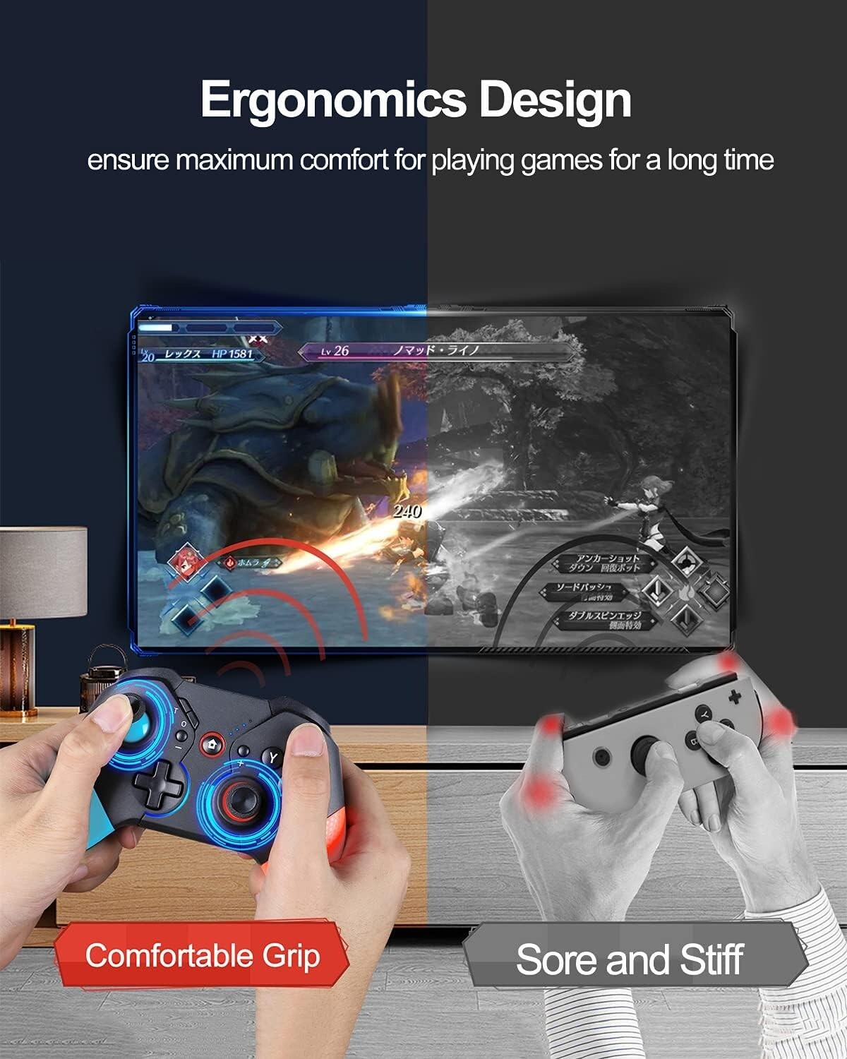 Switch Controller for Nintendo with Wake Up, Bluetooth Gamepad Remote Grip with