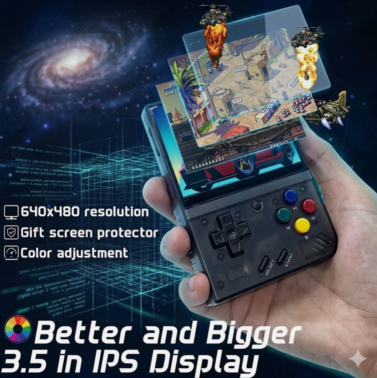 Miyoo Mini Plus Purple 64GB 3.5″ IPS Retro Handheld Console OnionOS WiFi + Case