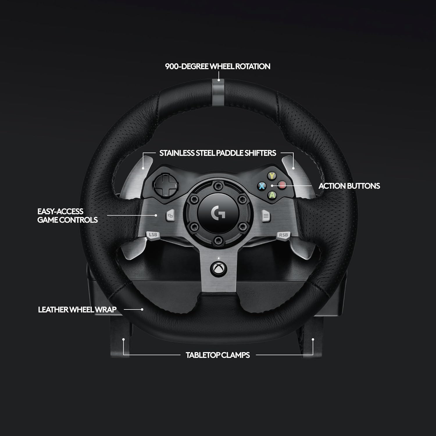 Logitech G920 Driving Force Racing Wheel and Floor Pedals, Real Force Feedback,