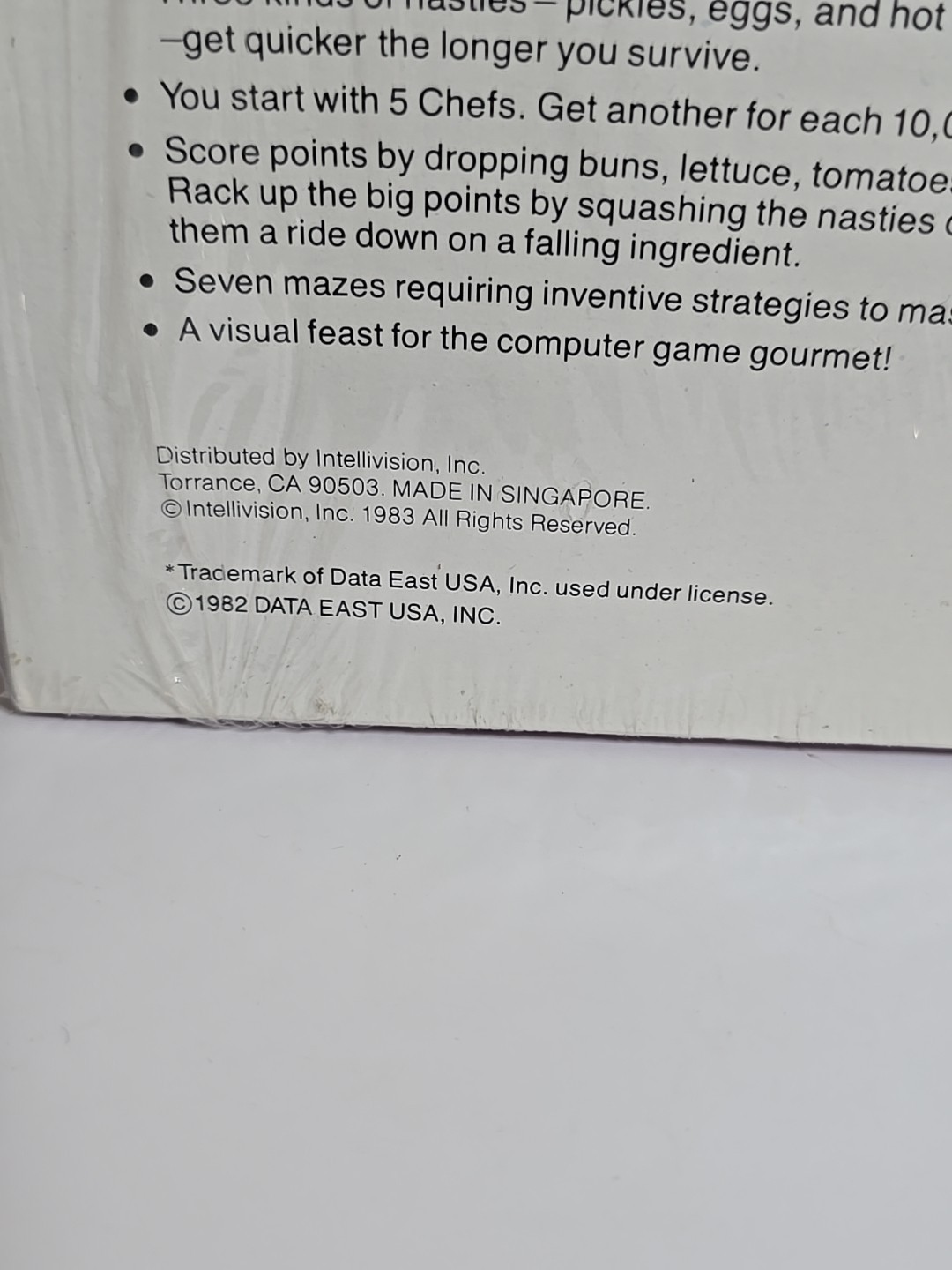 Intellivision BurguerTime New Old Stock Sealed Data East Usa 1983 Singapore