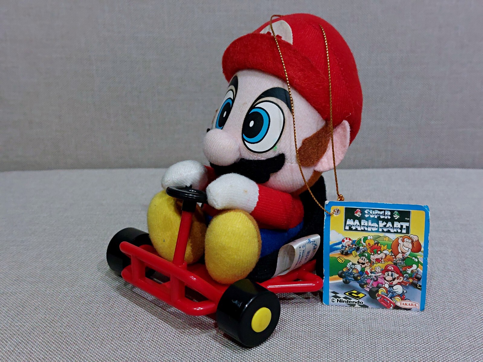 Super Mario Kart Mario Plush Doll Takara 1993 Vintage Toy Japan w/Tag 5.2in