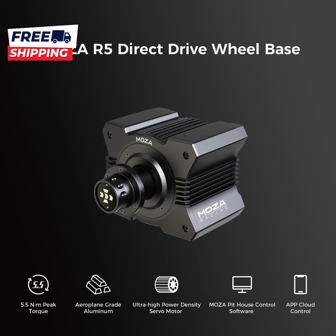 R5 All-In-One PC Gaming Racing Simulator 5.5Nm Direct Drive Wheel Base