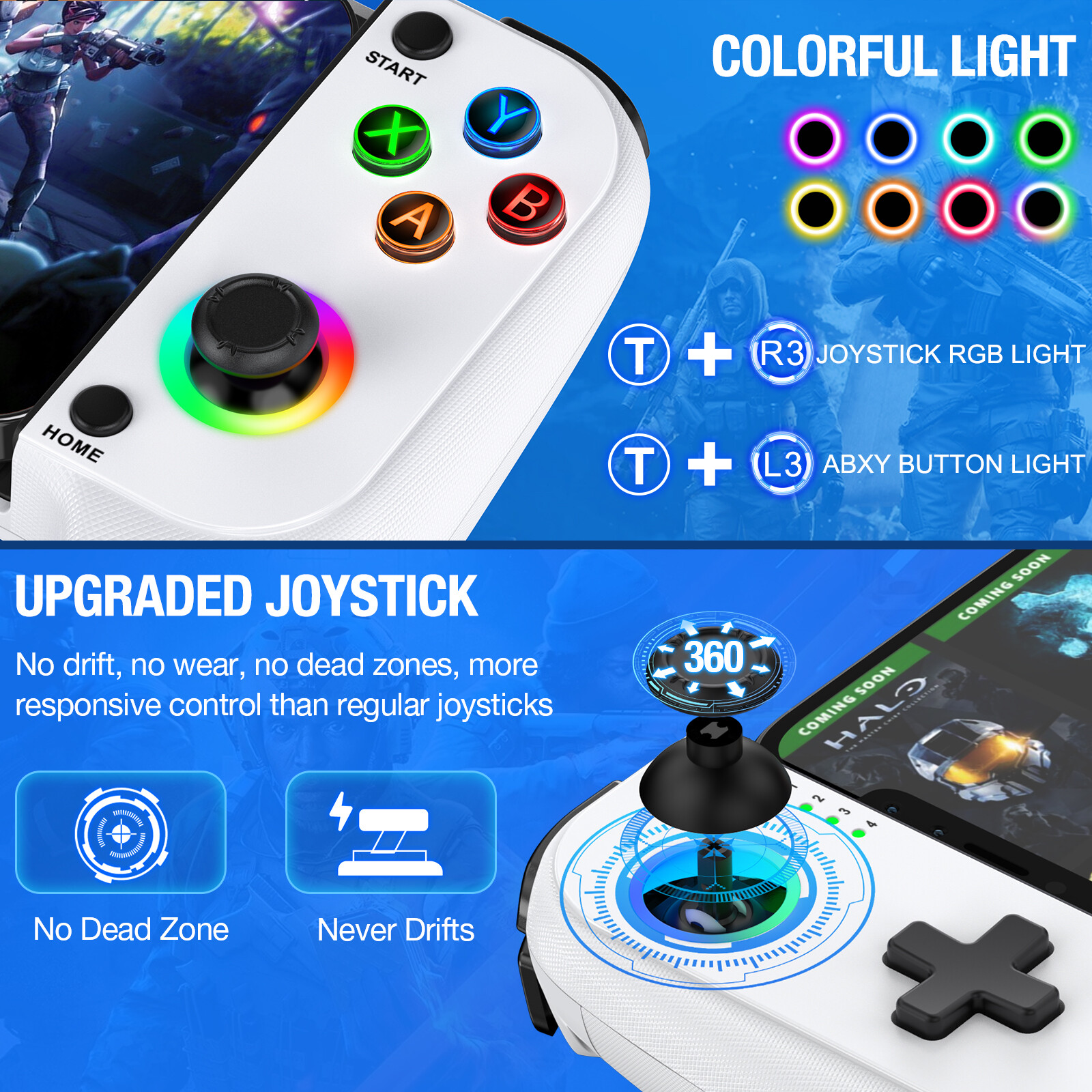 Wireless Phone Controller for iOS,Mobile Gaming Controller for iPhone/Android