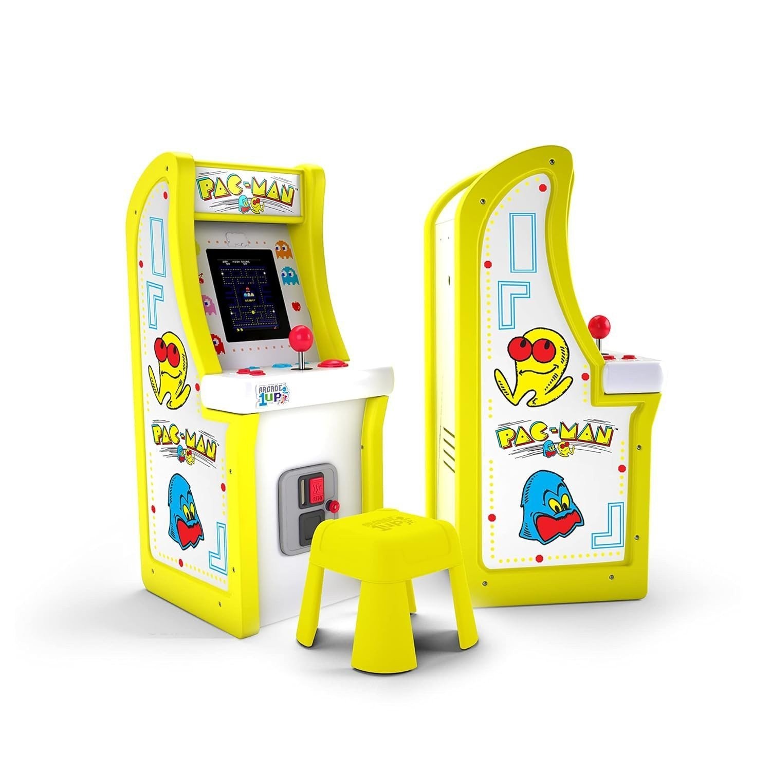 Arcade1Up Jr. Pac-Man Kids Arcade Cabinet with Stool 3 Games A1U