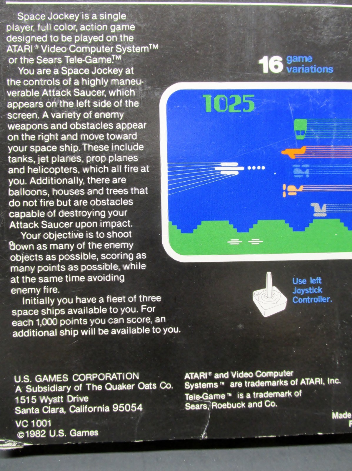 Space Jockey, Atari 2600, Vidtec / U.S. Games 1982, CIB, Tested