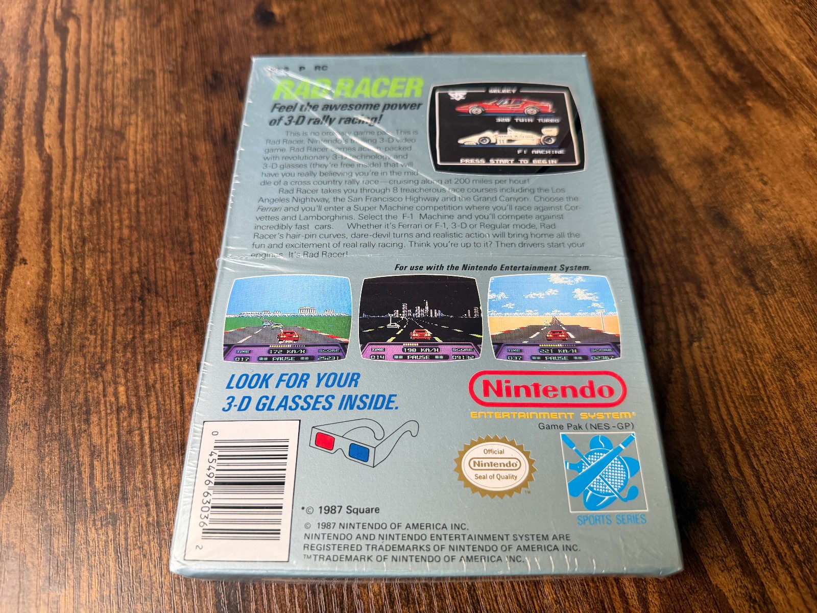 oval seal Rad Racer complete in box nintendo nes w/ 3D Glasses factory MINT