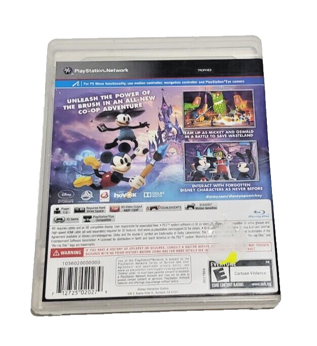Used – Untested – Epic Mickey 2: The Power of Two – Sony PlayStation 3